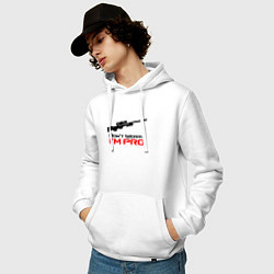 Толстовка-худи хлопковая мужская I M PRO Z, цвет: белый — фото 2