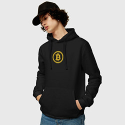 Толстовка-худи хлопковая мужская Bitcoin, цвет: черный — фото 2