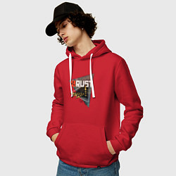 Толстовка-худи хлопковая мужская Rust Стучим в дверь соседу Раст, цвет: красный — фото 2