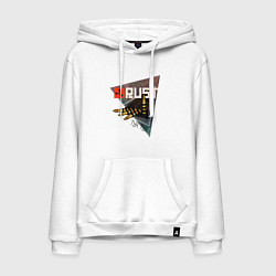 Толстовка-худи хлопковая мужская Rust Стучим в дверь соседу Раст, цвет: белый