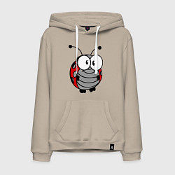 Толстовка-худи хлопковая мужская Удивленная божья коровка, цвет: миндальный