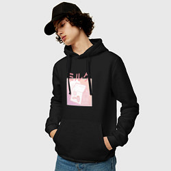 Толстовка-худи хлопковая мужская Vaporwave Strawberry Milk, цвет: черный — фото 2