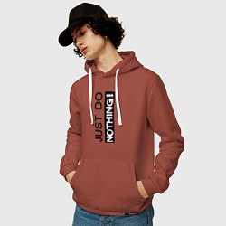 Толстовка-худи хлопковая мужская Just do nothing, цвет: кирпичный — фото 2