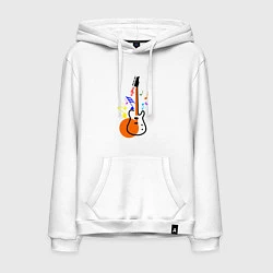 Толстовка-худи хлопковая мужская Цветная гитара, цвет: белый