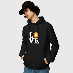 Толстовка-худи хлопковая мужская LOVE BITCOIN БИТКОИН БИТОК, цвет: черный — фото 2