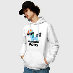 Толстовка-худи хлопковая мужская Gangsta pony, цвет: белый — фото 2