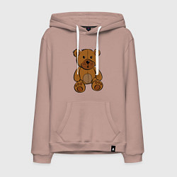 Толстовка-худи хлопковая мужская Плюшевый медведь, цвет: пыльно-розовый