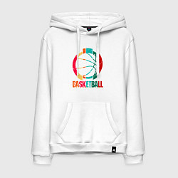 Толстовка-худи хлопковая мужская Color Basketball, цвет: белый