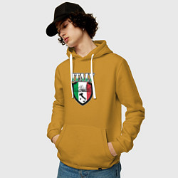 Толстовка-худи хлопковая мужская Italy Shield, цвет: горчичный — фото 2
