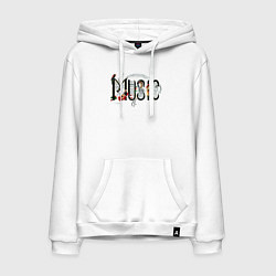 Толстовка-худи хлопковая мужская Моя любимая музыка, цвет: белый