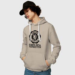 Толстовка-худи хлопковая мужская Chelsea FC: Emblem, цвет: миндальный — фото 2