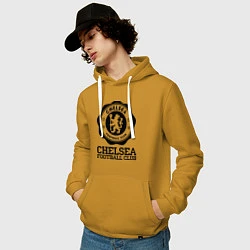 Толстовка-худи хлопковая мужская Chelsea FC: Emblem, цвет: горчичный — фото 2