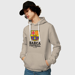 Толстовка-худи хлопковая мужская Barcelona Football Club, цвет: миндальный — фото 2