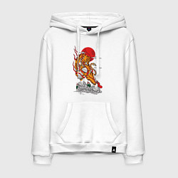 Толстовка-худи хлопковая мужская Тигр, цвет: белый