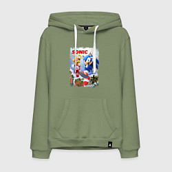 Толстовка-худи хлопковая мужская SONIC СОНИК Z, цвет: авокадо