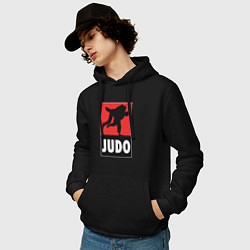 Толстовка-худи хлопковая мужская Judo, цвет: черный — фото 2