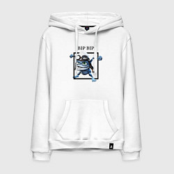 Толстовка-худи хлопковая мужская Crazy frog, цвет: белый