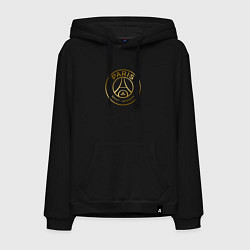 Толстовка-худи хлопковая мужская PSG GOLD LOGO ПСЖ ЗОЛОТО, цвет: черный