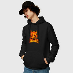 Толстовка-худи хлопковая мужская Tigers, цвет: черный — фото 2