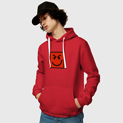 Толстовка-худи хлопковая мужская BON JOVI HAVE A NICE DAY SMILE LOGO, цвет: красный — фото 2