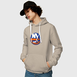 Толстовка-худи хлопковая мужская NY ISLANDERS, цвет: миндальный — фото 2