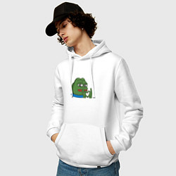 Толстовка-худи хлопковая мужская Pepe love пепе лов, цвет: белый — фото 2