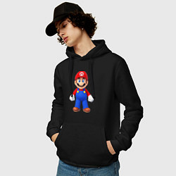 Толстовка-худи хлопковая мужская Mario, цвет: черный — фото 2