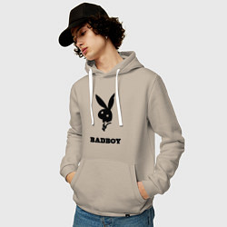 Толстовка-худи хлопковая мужская BAD BOY PLAYBOY, цвет: миндальный — фото 2