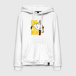 Толстовка-худи хлопковая мужская Сайтама возвращается из супермаркета One Punch-Man, цвет: белый