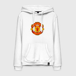 Толстовка-худи хлопковая мужская Манчестер Юнайтед логотип, цвет: белый