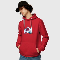 Толстовка-худи хлопковая мужская Колорадо Эвеланш логотип, цвет: красный — фото 2