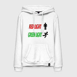 Толстовка-худи хлопковая мужская Red, Green Light, цвет: белый
