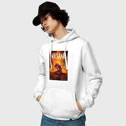 Толстовка-худи хлопковая мужская Джинкс объятая пламенем Аркейн Лига легенд, цвет: белый — фото 2