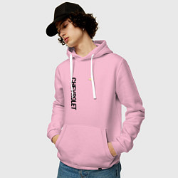 Толстовка-худи хлопковая мужская Шевроле Логотип, цвет: светло-розовый — фото 2