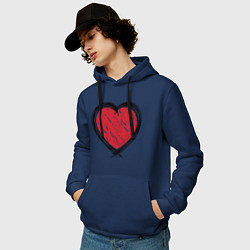 Толстовка-худи хлопковая мужская Doodle Heart, цвет: тёмно-синий — фото 2