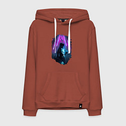 Толстовка-худи хлопковая мужская ДЖИНКС, ЛИГА ЛЕГЕНД ARCANE JINX, цвет: кирпичный