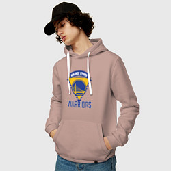 Толстовка-худи хлопковая мужская Golden State Warriors Голден Стейт НБА, цвет: пыльно-розовый — фото 2
