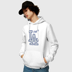 Толстовка-худи хлопковая мужская Los Angeles Dodgers - baseball team, цвет: белый — фото 2