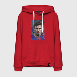 Толстовка-худи хлопковая мужская Lionel Messi - striker, Barcelona, цвет: красный
