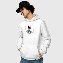 Толстовка-худи хлопковая мужская Stray: Black Logo, цвет: белый — фото 2