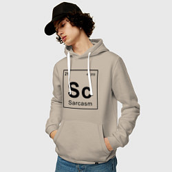 Толстовка-худи хлопковая мужская САРКАЗМ - SARCASM, Sc Таблица Менделеева, цвет: миндальный — фото 2