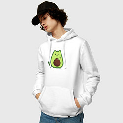 Толстовка-худи хлопковая мужская Avo cat o подмигивает, цвет: белый — фото 2