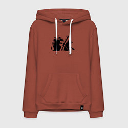 Толстовка-худи хлопковая мужская Мыши с гранатометом Banksy, цвет: кирпичный