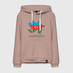 Толстовка-худи хлопковая мужская Map Azerbaijan, цвет: пыльно-розовый