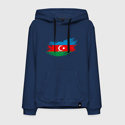 Толстовка-худи хлопковая мужская Флаг - Азербайджан, цвет: тёмно-синий