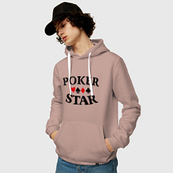 Толстовка-худи хлопковая мужская Poker Star, цвет: пыльно-розовый — фото 2