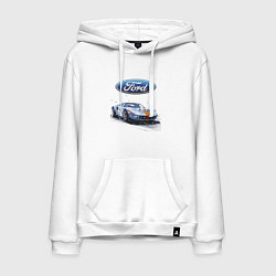 Толстовка-худи хлопковая мужская Ford Motorsport, цвет: белый