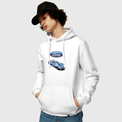 Толстовка-худи хлопковая мужская Ford Motorsport Racing team, цвет: белый — фото 2
