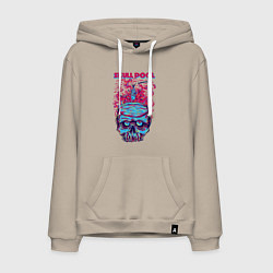 Толстовка-худи хлопковая мужская Череп с бассейном, цвет: миндальный