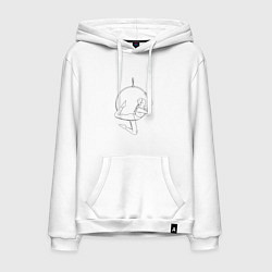 Толстовка-худи хлопковая мужская Воздушная гимнастика с обручем, цвет: белый